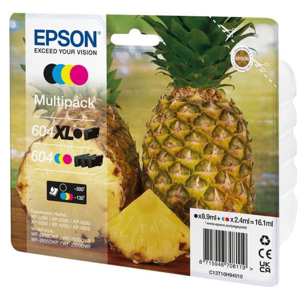 Epson 60 - 4-pack - XL - svart, gul, cyan, magenta - original - blister med RF / akustiskt larm - bläckpatron (C13T10H94020)