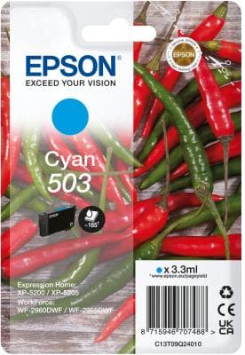 Epson 503 enkelpack - 3,3 ml - cyan - original - blister med RF / akustisk larmsignal - bläckpatron - för Expression Home XP-5200, XP-5205, WorkForce