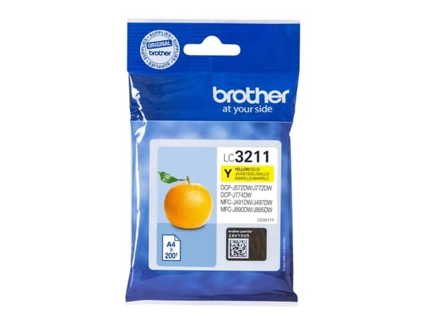Brother LC3211 Y, Standard utskriftsproduksjon, Gult, 1 stykker, 200 sider, Enkeltpakke