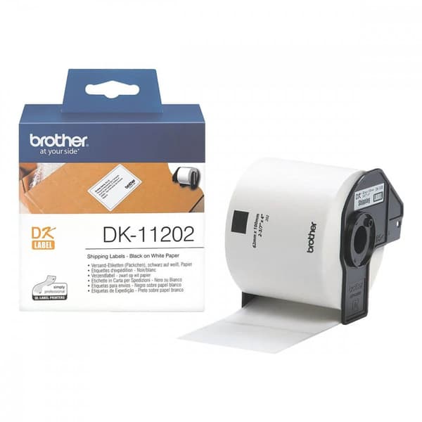 Brother Labels DK11202 62x100mm Sort på Hvid