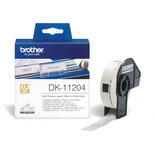 Brother Etiketter DK11204 17x54mm Svart på Hvit