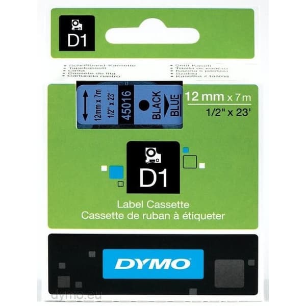 dymo Farvebånd S0720560 45016 12mm Sort på Blå