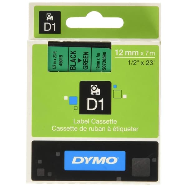 dymo Färgband S0720590 45019 12mm Svart på Grön