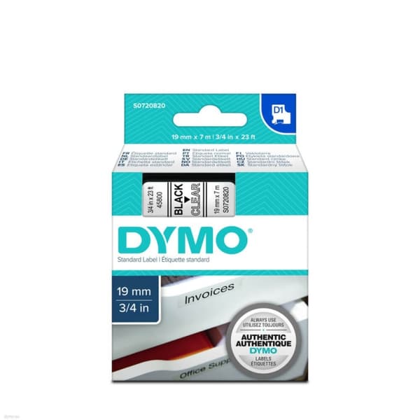 dymo Färgband S0720820 45800 19mm Svart på Transparent