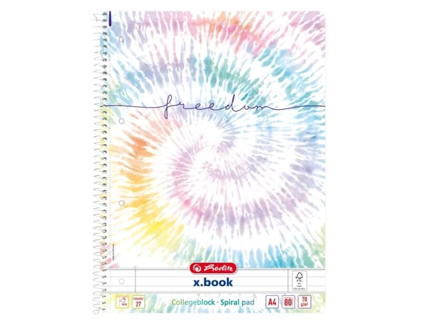 Herlitz New Batik Freedom, Kuvio, Monivärinen, A4, 80 arkkia, 70 g/m², Viivapaperi