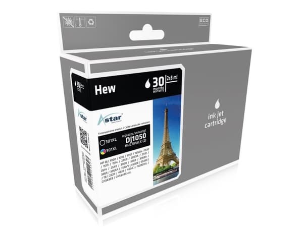 Astar - 2-pack - musta, väri - mustekasetti - HP Deskjet 15XX, 2050A J510, 2054A J510, 25XX, Envy 45XX, 55XX, Officejet 26XX, 4634 (AS46301)