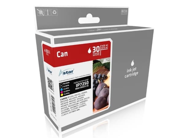 Astar AS46551, Pigmentbaserat bläck, Svart, Cyan, Magenta, Gul, Canon, Multi pack, PIXMA iP7250, iP8750, iX6850, MG5450, MG5550, MG5650, MG6350, MG64