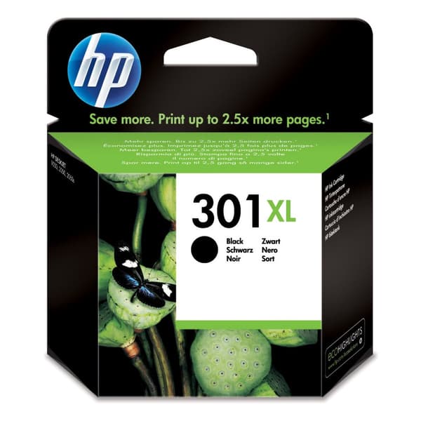 HP Original 301XL-blækpatron med høj kapacitet, sort