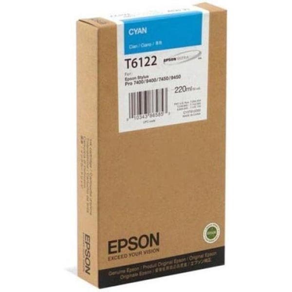 Epson T6122 - 220ml - cyan - original - blækpatron - til Stylus Pro 7450, Pro 7450 CAD, Pro 7450 Film, Pro 9450, Pro 9450 CAD, Pro 9450 Film