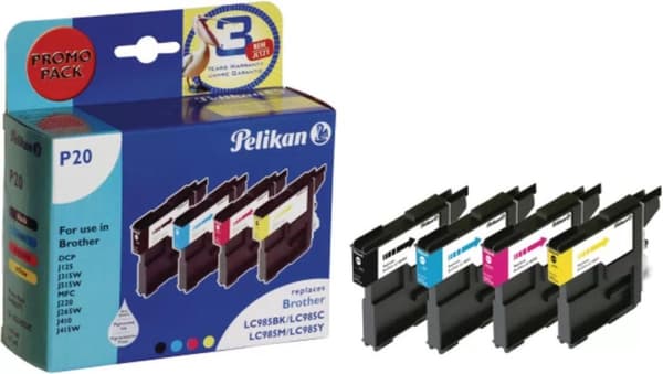 Pelikan - 4-pack - svart, gul, cyan, magenta - kompatibel - bläckpatron (alternativ till: Brother LC985Y, Brother LC985BK, Brother LC985C, Brother LC9