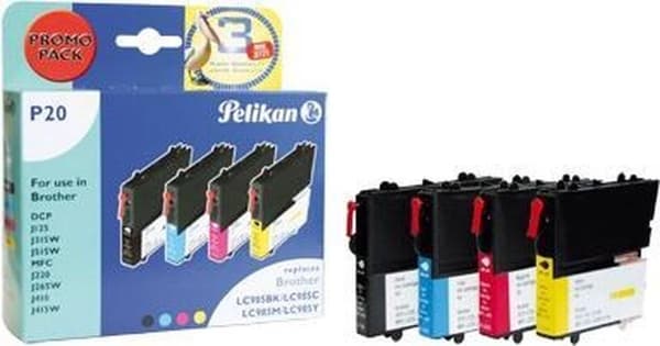 Pelikan - 4-pack - svart, gul, cyan, magenta - kompatibel - bläckpatron (alternativ till: Brother LC985Y, Brother LC985BK, Brother LC985C, Brother LC9