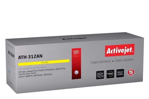 ActiveJet AT-312AN Väriaine tai HP-tulostin; HP 126A CE312A, Canon CRG-729Y korvaava; palkkio; 1000 sivua; keltainen.