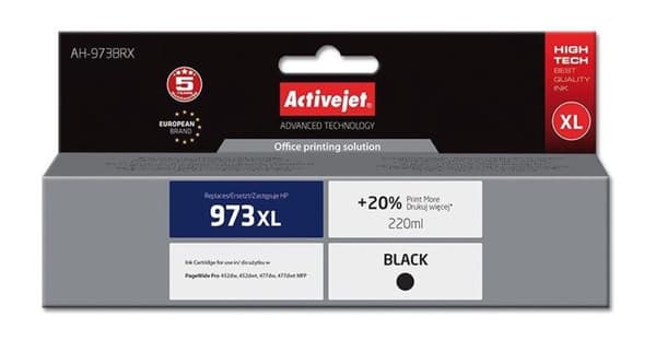 Activejet AH-973BRX blæk (erstatning for HP 973XL L0S07AE; Premium; 220 ml; sort)