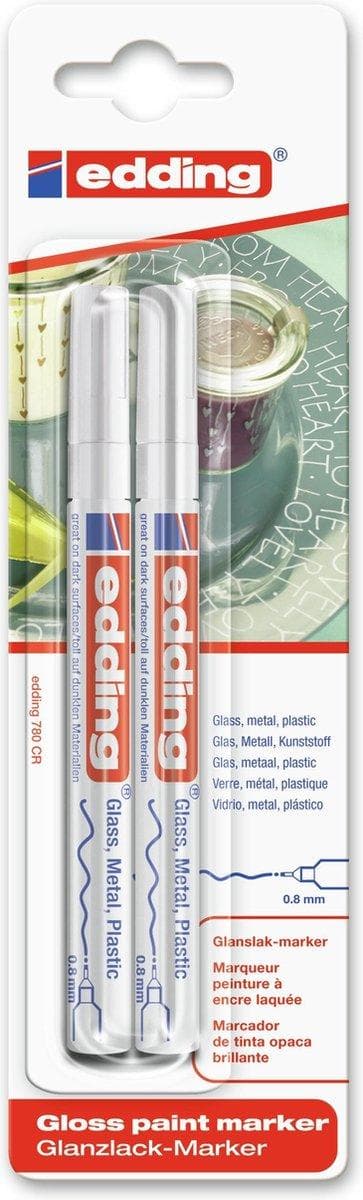 Edding 780 Gloss Paint Marker Blister med 2 hvide
