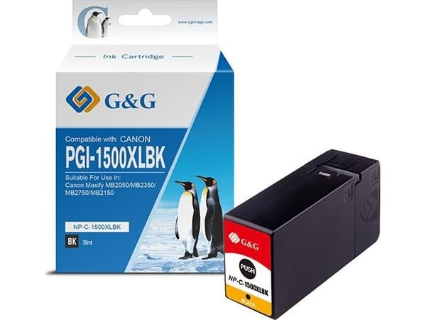 G&amp;G G&amp;G kompatibelt bläck med PGI 1500XL, svart, NP-C-1500XLBK/C, för Canon MAXIFY MB2050, MB2350