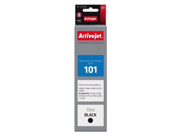 Activejet Epson 101 AE-101BK, Sort, Fargestoffbasert blekk, 70 ml, 1 stykker, Enkeltpakke