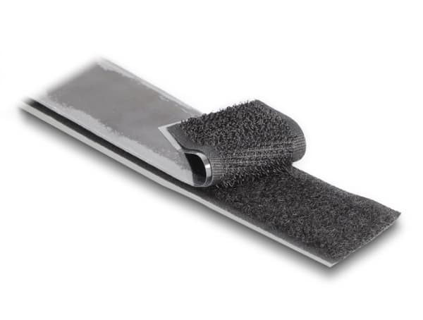 Delock - Krok- og sløyfefesteinnretning - heavy-duty self-adhesive - 15 m - svart