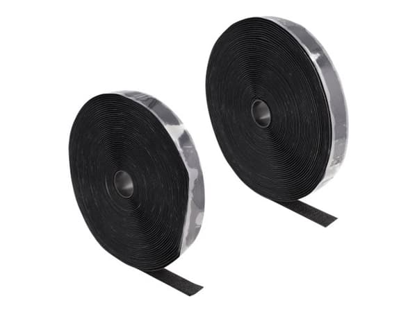 Delock - Krok- og sløyfefesteinnretning - heavy-duty self-adhesive - 15 m - svart