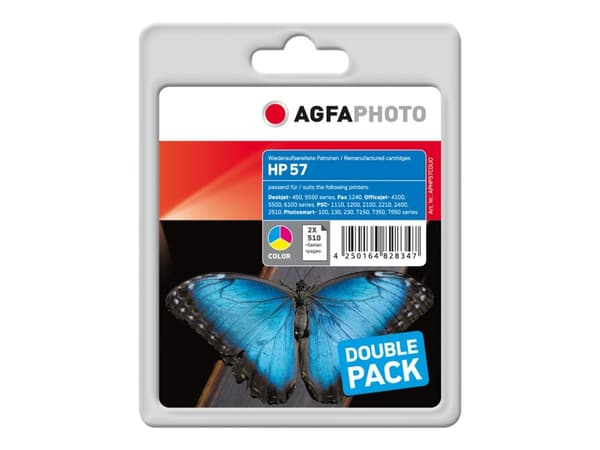 AgfaPhoto - 2-pack - 24 ml - farge (cyan, magenta, gul) - kompatibel - blekkpatron (alternativ for: HP 57, HP C6657A, HP C9503AE) - for HP Deskjet 45