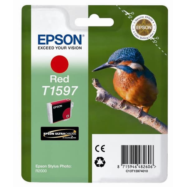 EPSON Pack of 1 Cartridge T1597 - Röd - För Stylus Photo R2000 - Standard