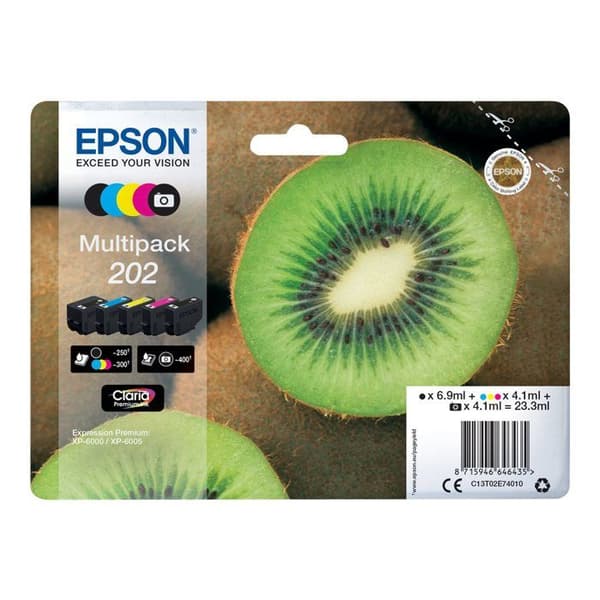 EPSON 202 multipack bläckpatron - 5-pack - svart, gul, cyan, magenta, fotosvart - original