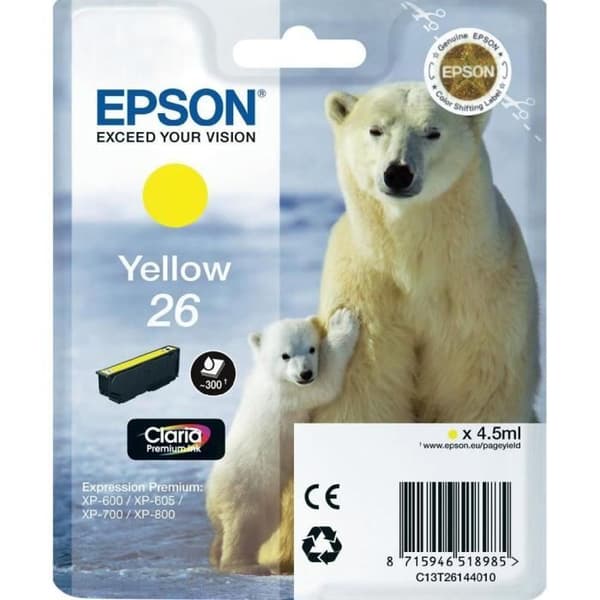 EPSON Cartridge T2614 - Polar Bear - Gul