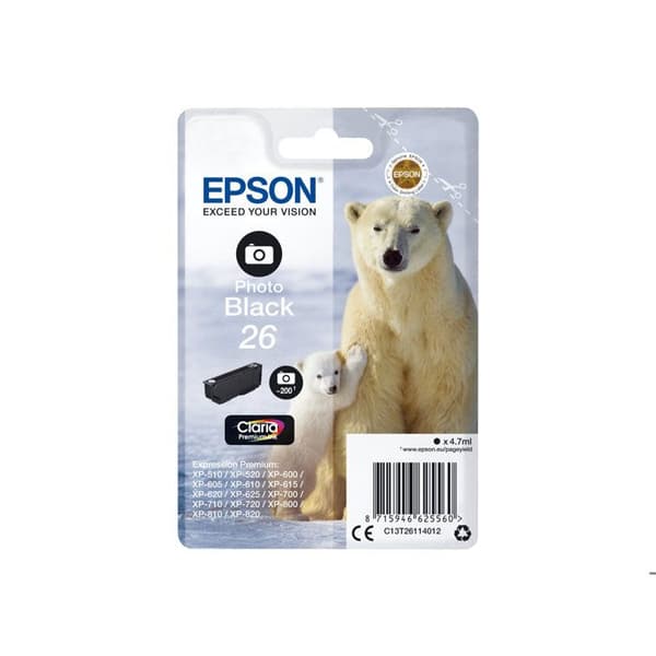 Original Epson 26 bläckpatron - foto svart - för Expression Premium XP-510/820