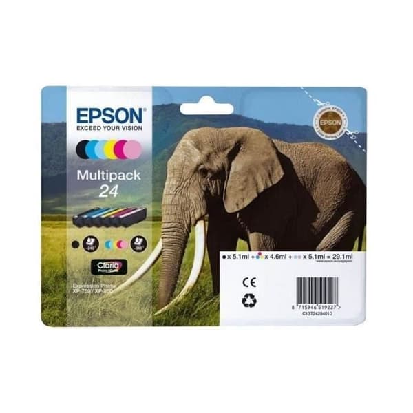 EPSON Multipack 24 - Elephant - Svart, Gul, Cyan, Magenta, Light Magenta, Light Cyan (C13T24284011)