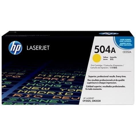 Original HP 504A (CE252A) gul tonerkassett för HP Color LaserJet CP3525/CM3530MFP-skrivare
