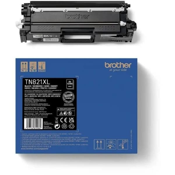 Svart toner - BROTHER - TN821XLBK - 12 000 sidor
