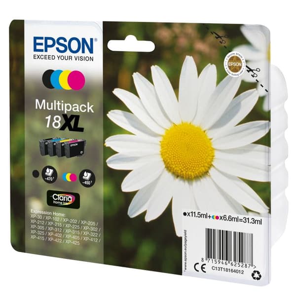 EPSON 18XL Multipack bläckpatron - Paket med 4 - XL - Svart, Gul, Cyan, Magenta