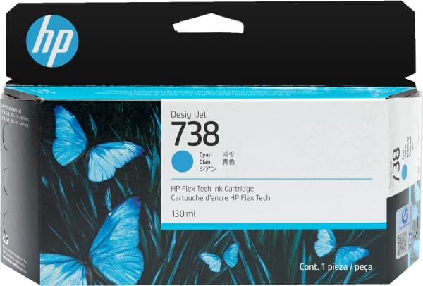 HP 738 130-ml Cyan DesignJet Ink Cartridge