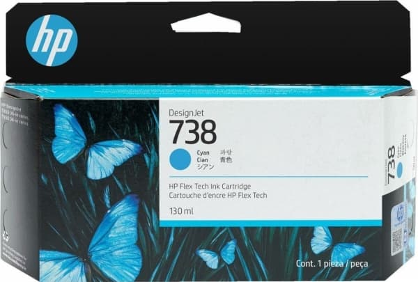 HP 738 130-ml Cyan DesignJet Ink Cartridge