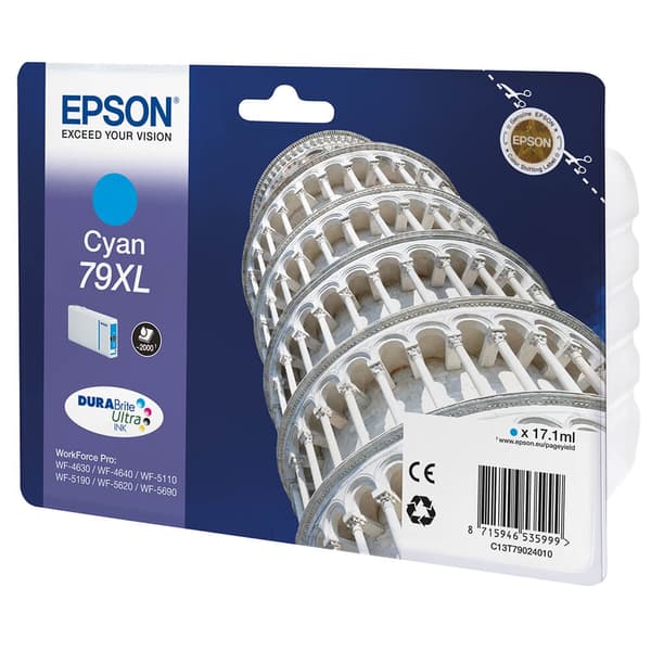 EPSON Blæk C13T79024010 79XL Tower of Pisa Cyan