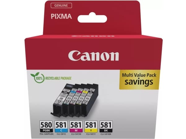 Canon PGI-580/CLI-581 PGBK/C/M/Y/BK Multi Pack - 5-pack - svartfärgad, svart, gul, cyan, magenta - original - box - bläcktank - för PIXMA TS6251, TS6