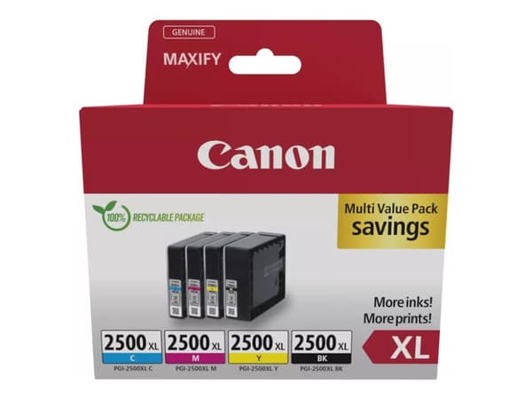 Canon PGI-2500XL BK/C/M/Y Multipack - 4-pack - XL - svart, gul, cyan, magenta - original - bläcktank - för MAXIFY iB4050, iB4150, MB5150, MB5155, MB5