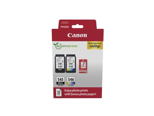 Canon PG-545 / CL-546 Value Pack - 2-pack - 8 ml - svart, färg (cyan, magenta, gul) - original - hängande låda - bläckpatron/papperssats - för PIXMA