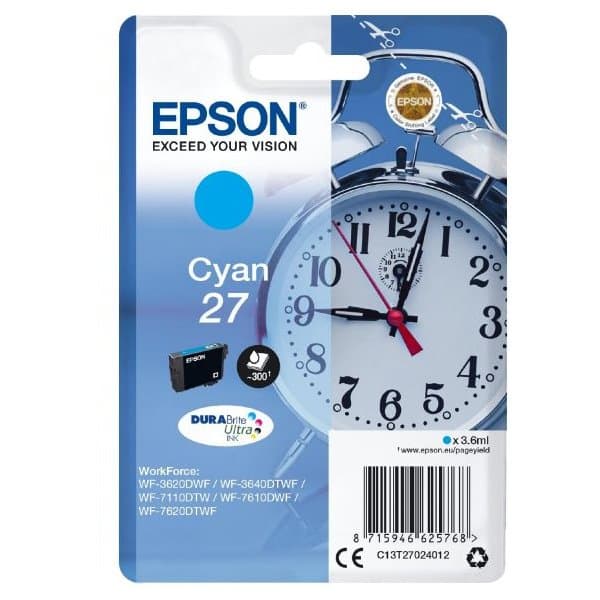 Epson inkoustová náplň/ T2702/ Singlepack 27 DURABrite Ultra Ink/ azurová
