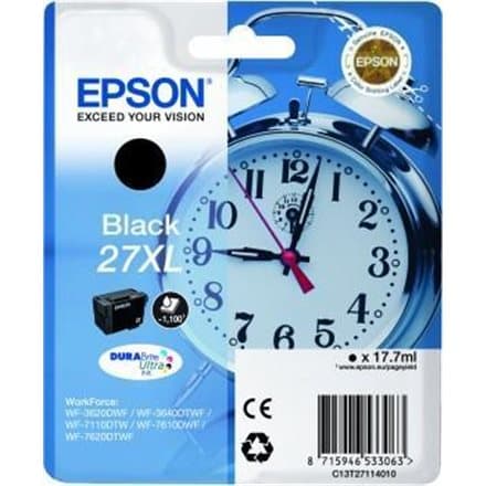 Epson Singlepack 27XL DURABrite Ultra Ink | 1100Pages | Black
