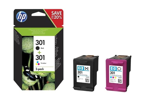HP 301 Dvojbalení černé/tříbarevné originální inkoustové kazety