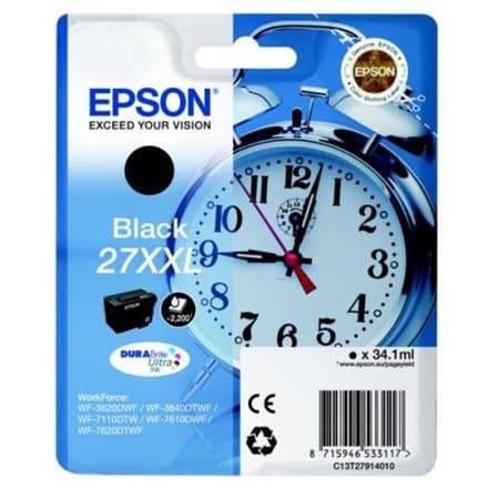 Epson inkoustová náplň/ T2791/ Singlepack 27 XXL DURABrite Ultra Ink/ WF-3620DWF/ XXL Černá