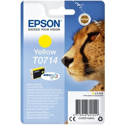 Epson inkoustová náplň/ T0714/ Singlepack T0714 DURABrite Ultra Ink/ Žlutá