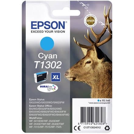 Epson inkoustová náplň/ T1302/ Singlepack DURABrite Ultra Ink/ XL azurová