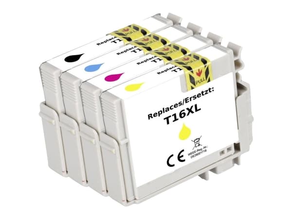 Renkforce Ink Combo Pack Ersätter Epson 16XL (C13T163640) Kompatibel Svart, Cyan, Magenta, Gul RF-I-E-16XLBKCMY4PK RF-5718868