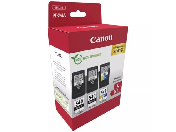 Canon 540L x2/CL-541XL Multipack - 3-pack - Lång livslängd - svart, färg (cyan, magenta, gul) - original - hängande låda - bläckpatron