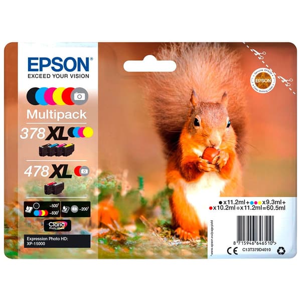 Epson Bläckpatron Multipack Claria Photo Hd T 378/478 Xl (6 Colors) T 379d Flerfärgad