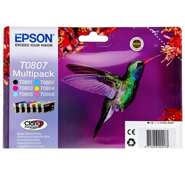 Epson Blækpatron Claria Multi Pack T 080 T 0807 Flerfarvet