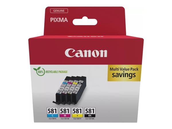 Canon CLI-581 BK/C/M/Y Multi Pack - 4-pack - 5.6 ml - svart, gul, cyan, magenta - original - box - bläcktank - för PIXMA TS6251, TS6350, TS6351, TS70
