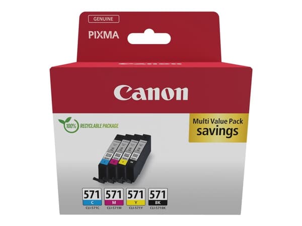 Canon CLI-571 C/M/Y/BK Multipack - 4-pack - 7 ml - svart, gul, cyan, magenta - original - blekkbeholder - for PIXMA TS5051, TS5053, TS5055, TS6050, T