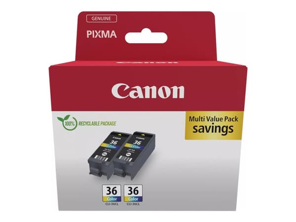 Canon CLI 36 Color Twin Pack Väri (syaani, magenta, keltainen) 249 sivua Mustesäiliö